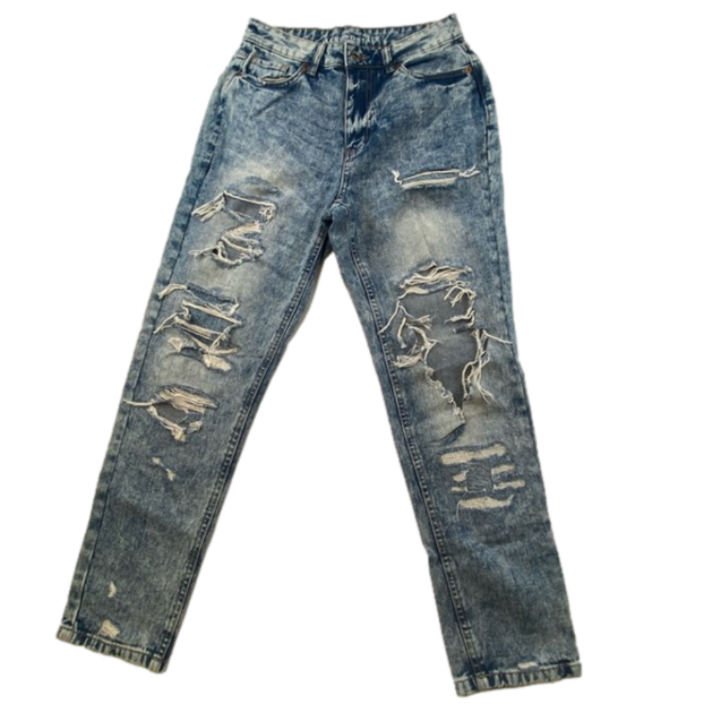Aeropostale Shredded Faded Tapered Cut Mom Jean Size 2
